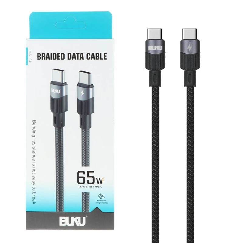 کابل شارژ PD و فست شارژ BUKU مدل MA-105 65W با رابط Type-C To Type-C (مشکی)