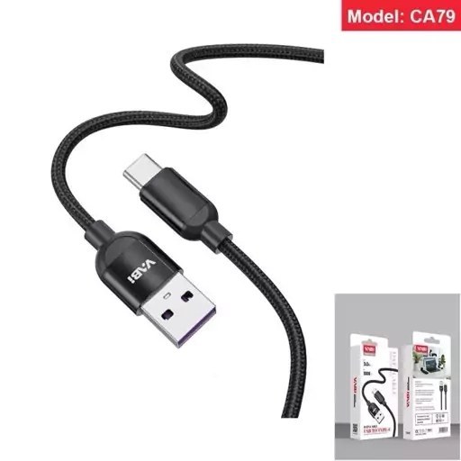 کابل شارژ و انتقال دیتا وابی VABI مدل CA79 با رابط Type-C طول ۱ متر (فست شارژ)