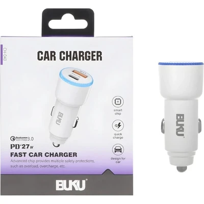 شارژر فندکی ۲۷ وات بوکو (BUKU) مدل CH-043 | دارای پورت PD و USB
