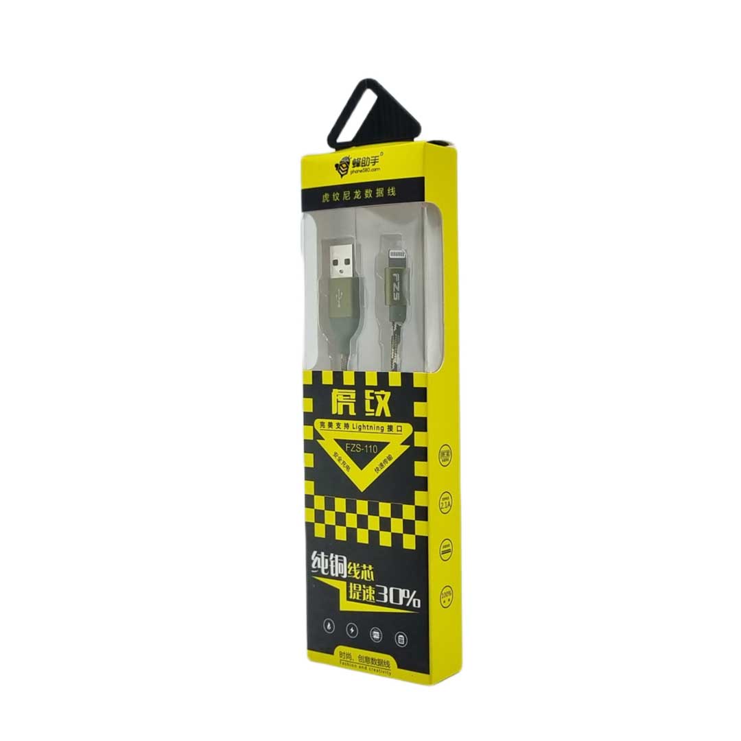 کابل شارژ و انتقال داده مدل FZS-110 | با بدنه نایلون بافته (ضد گره و پارگی)