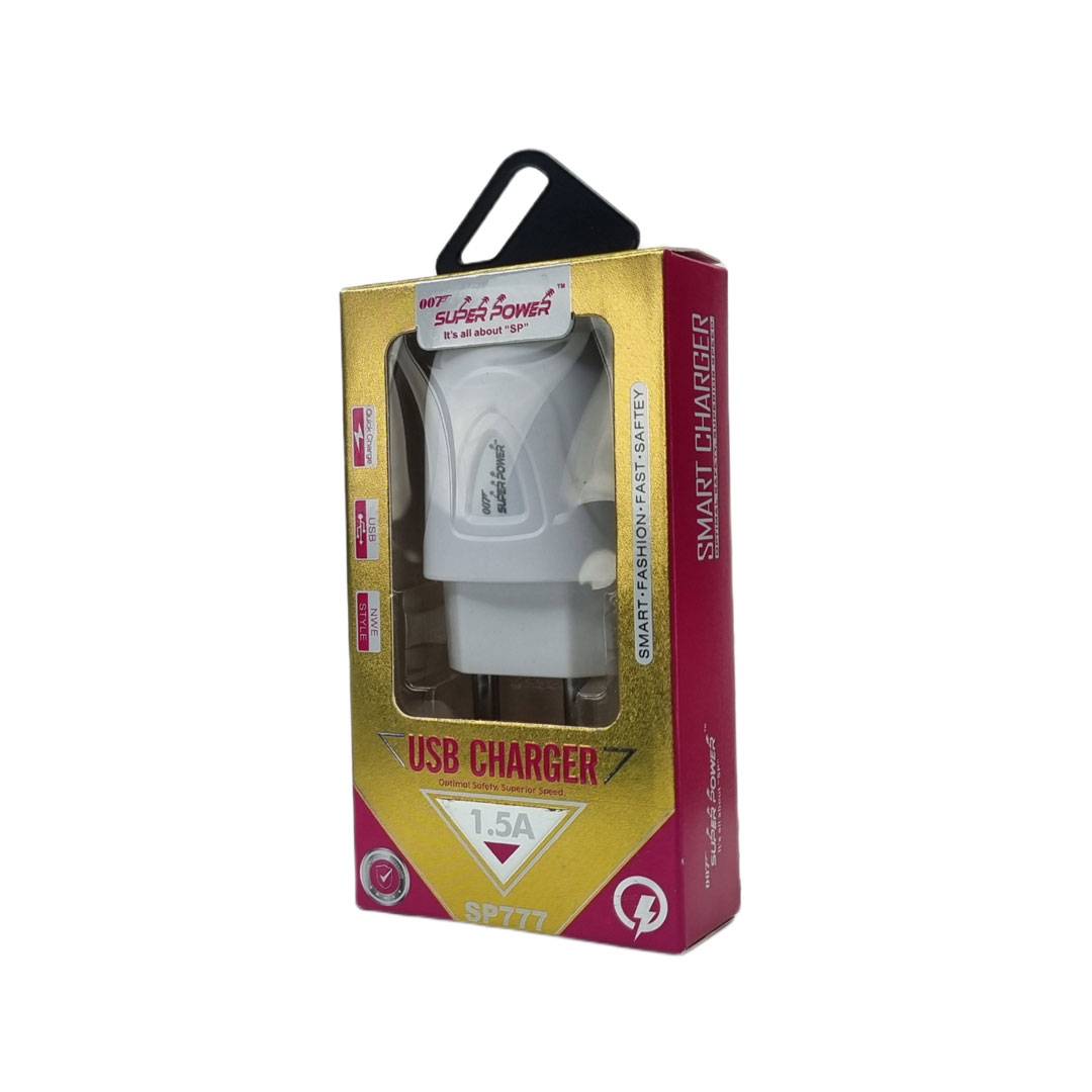شارژر دیواری USB مدل Super Power SP777 | خروجی ۱.۵ آمپر – هوشمند و ایمن