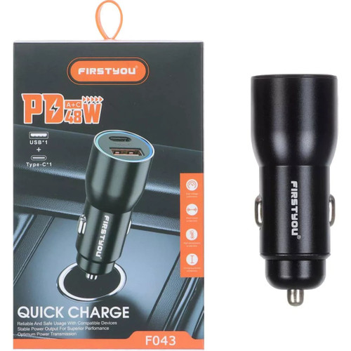 شارژر فندکی دو-پورت FirstYou مدل F043 | توان ۴۸ وات با پشتیبانی از PD و Quick Charge
